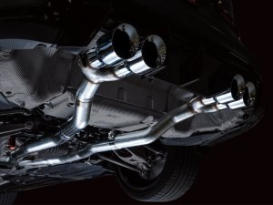 BMW M3 Performance Exhaust - AWE Tuning - Track Edition Cat-Back, Chrome Silver Quad 4.5 in Double-Walled Slash-Cut Tips - Chrome Silver - `21-`27